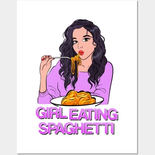 Girl Eating Spaghetti - latest trend design Posters and Art